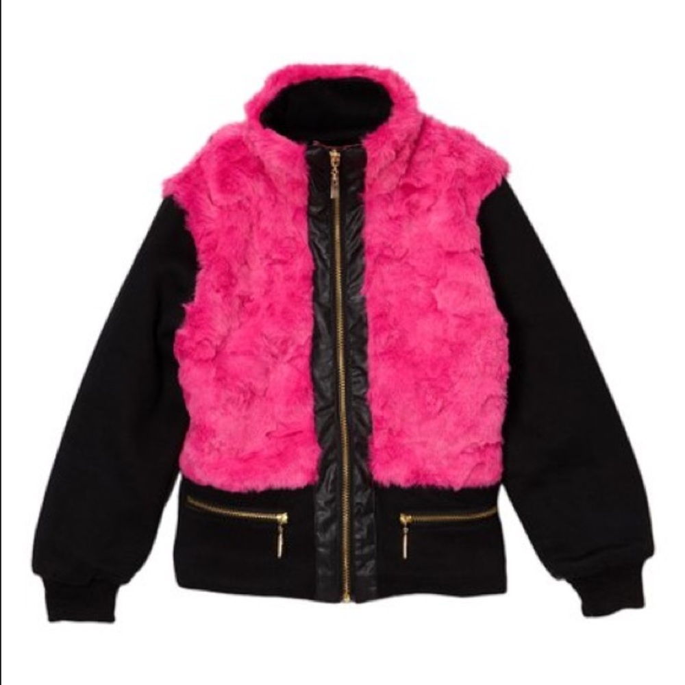 Barbie Pink Faux Fur Jacket - Size 6 (girls)